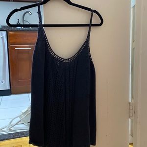 Cotton by autumn cashmere navy crochet knit tank